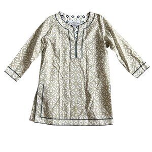 Gretchen Scott Women's Sz S Geometric Tunic Top Small 100% Cotton 3/4 Sleeve